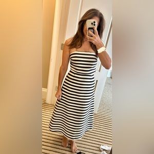 ASOS black and white striped midi dress